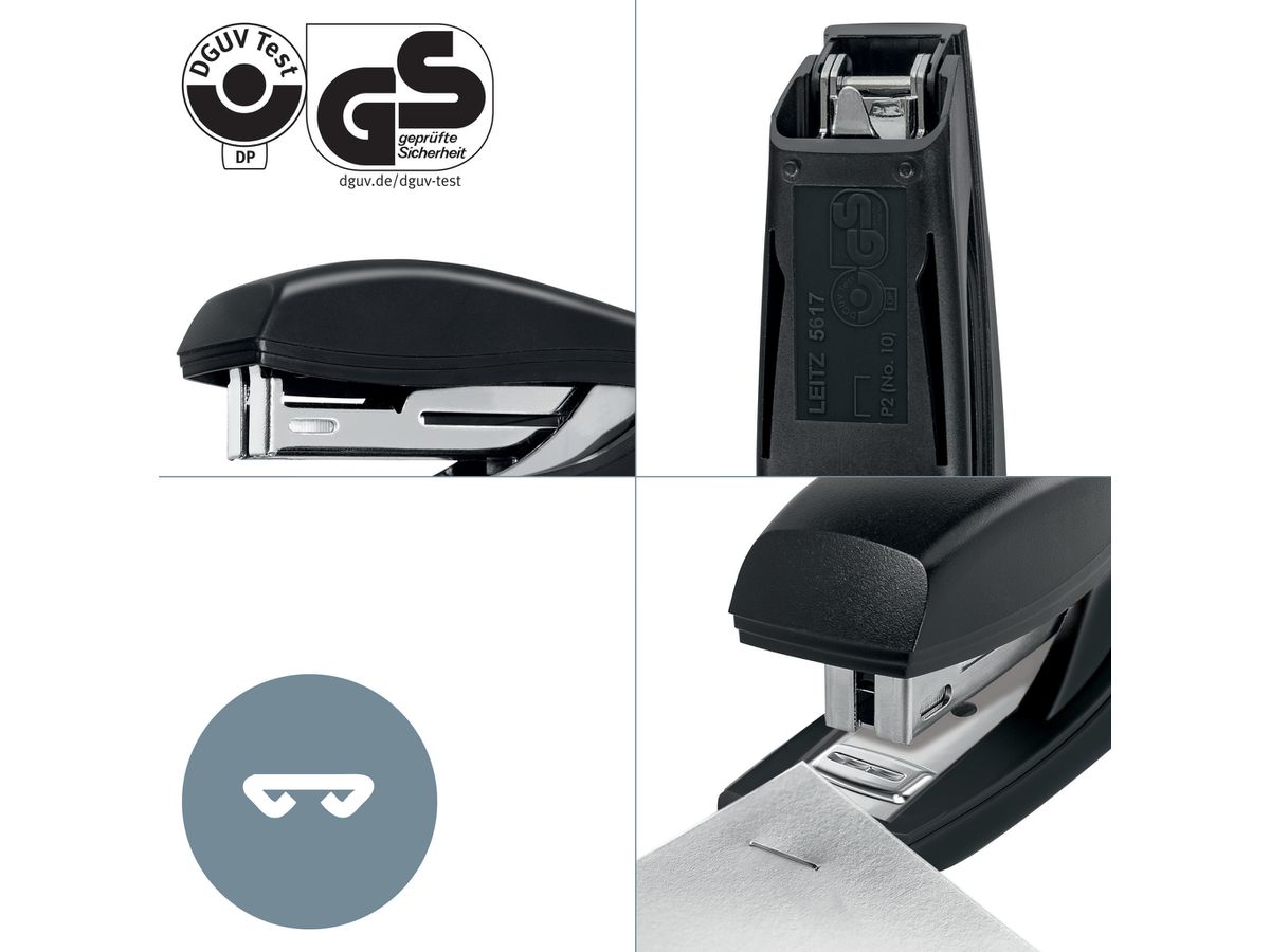 LEITZ Heftgerät Mini NeXXT Recycle 5617-00-95 schwarz, CO2 neutral 10 Blatt (4002432132553)