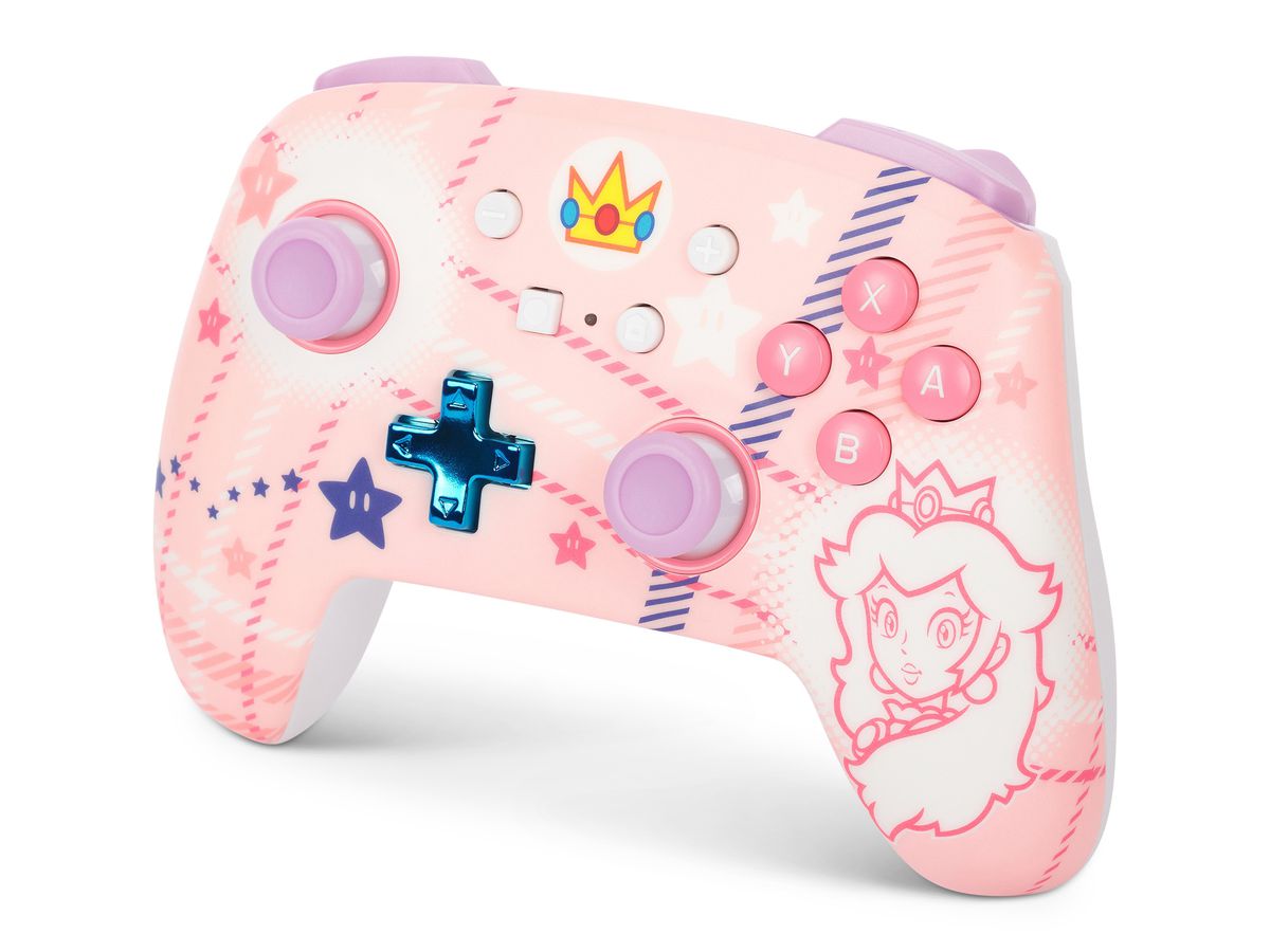 POWER A Enhanced Wireless Ctrl. NSGP025501 NSW, Princess Peach Plaid (0617885085116)