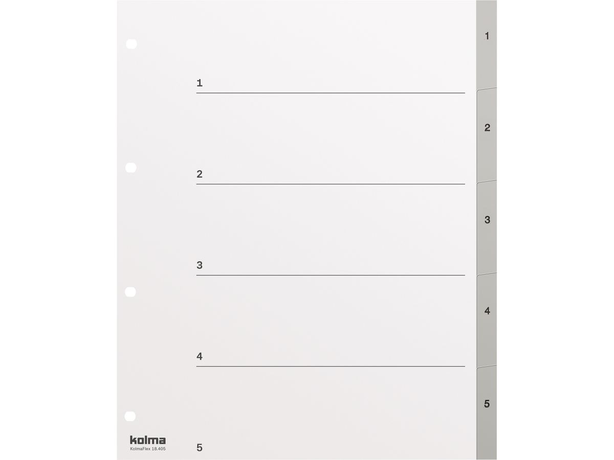 KOLMA Répertoires KolmaFlex A4+ 18.405.03 gris 1-5 (7611967180198)