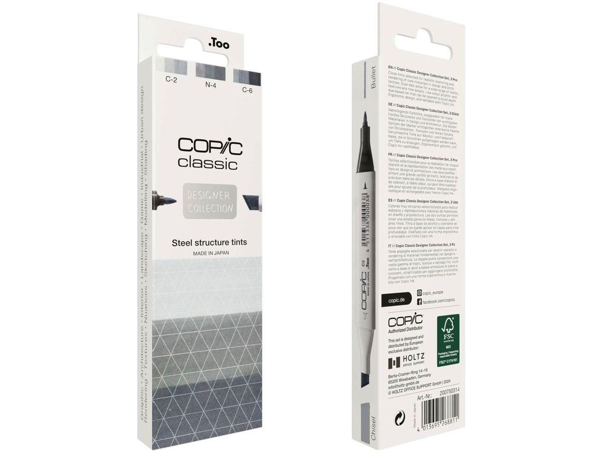 COPIC Marker Classic Designer 200750314 Steel structure tints 3 pièces (4013695268811)