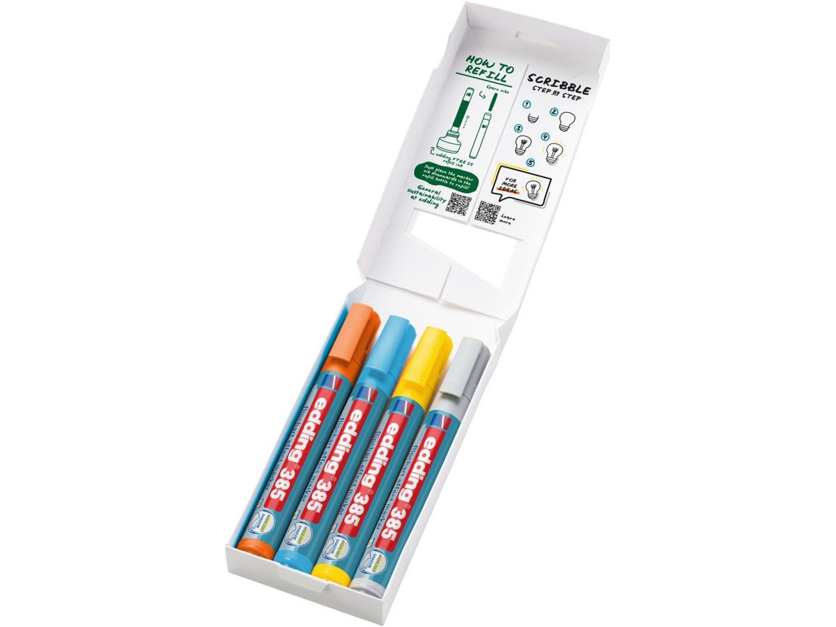 EDDING Flipchart Marker 385 1-5mm 4-385-4 Effektmarker 4 Stück (4004764986736)