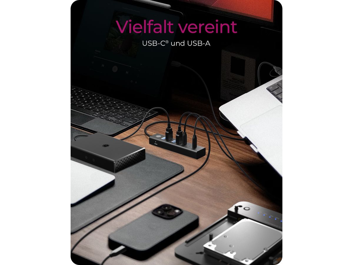 ICY BOX 7-Port USB 3.2 Gen 1 Hub IB-HUB1737-C3 3x USB-C & 4x USB-A (4250078173991)