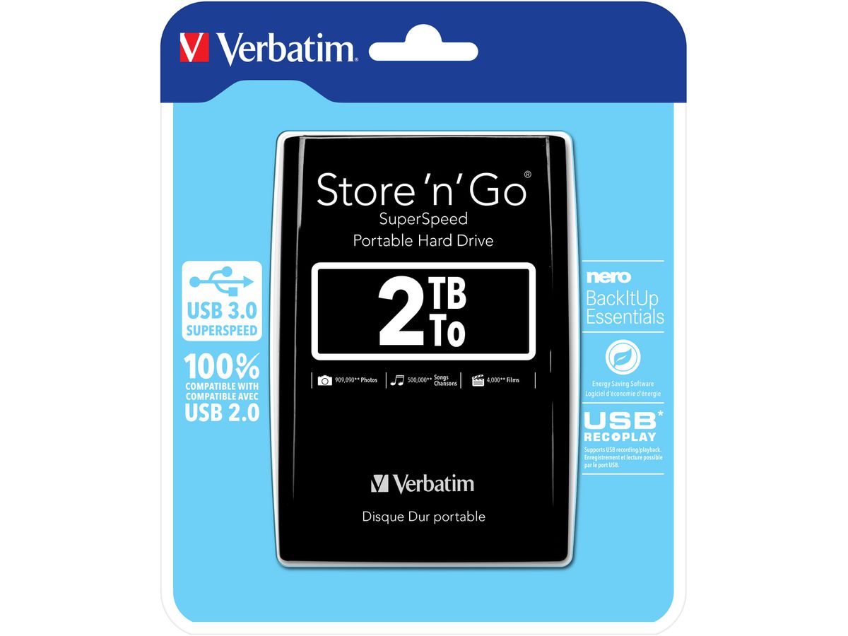 VERBATIM HDD Store n Go 2TB 53177 USB 3.0 2.5 Zoll black (0023942531777)