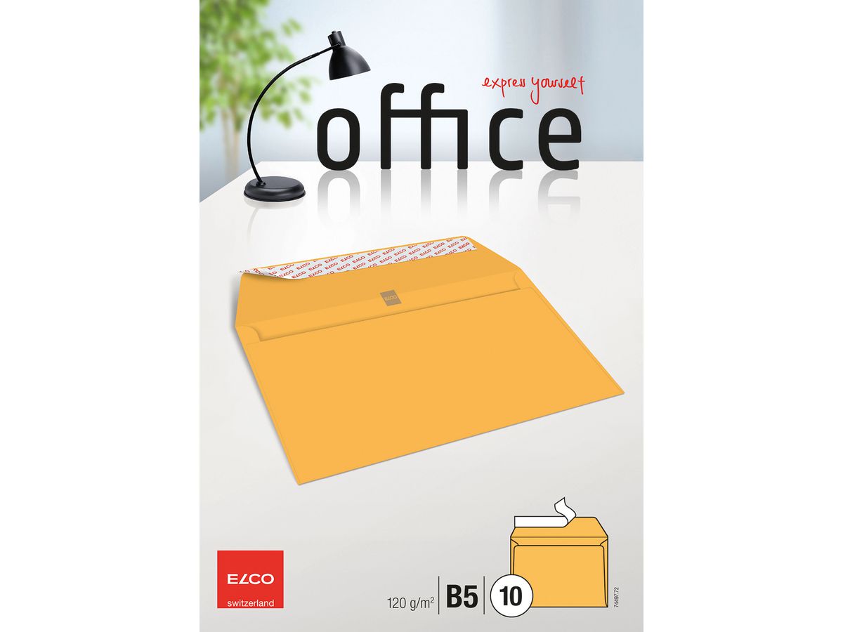 ELCO Enveloppe Office s/fenêtre B5 74497.72 120g, gelb 10 pcs. (7610425475401)