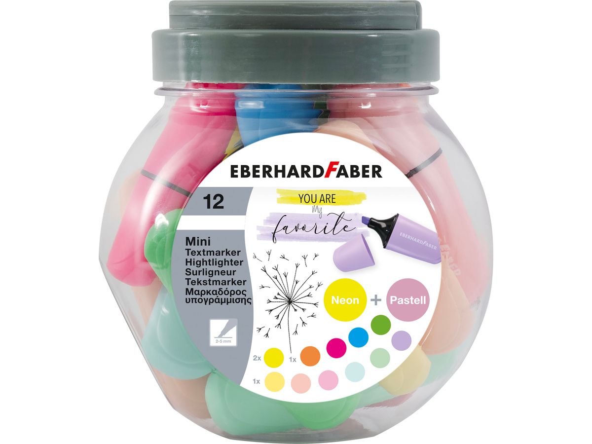 EBERHARD FABER Mini bomboniera evidenziatore 551431 pastel/neon 12 pezzi (4087205514316)