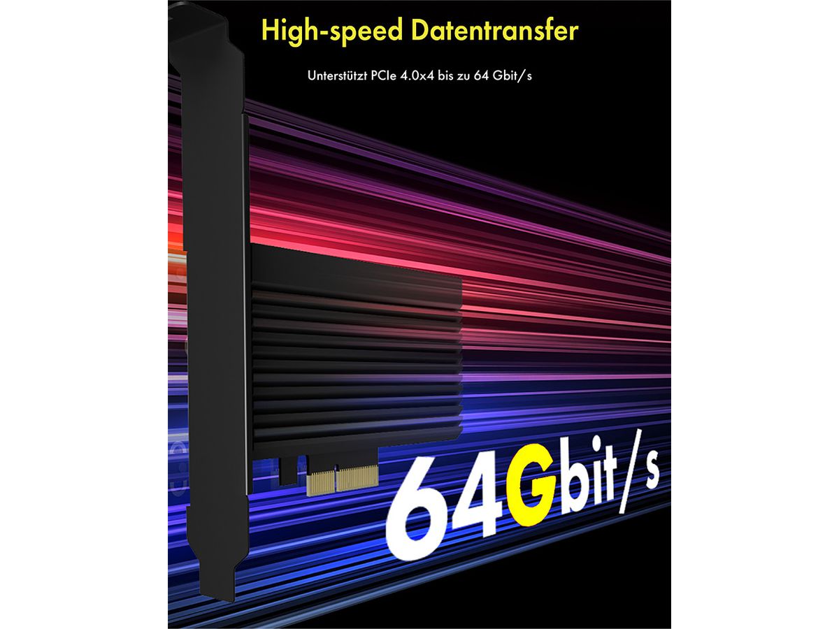 ICY BOX PCIe Karte mit KK, M.2 NVMe IB-PCI208-HS SSD zu PCIe 4.0 x4 (4250078171669)