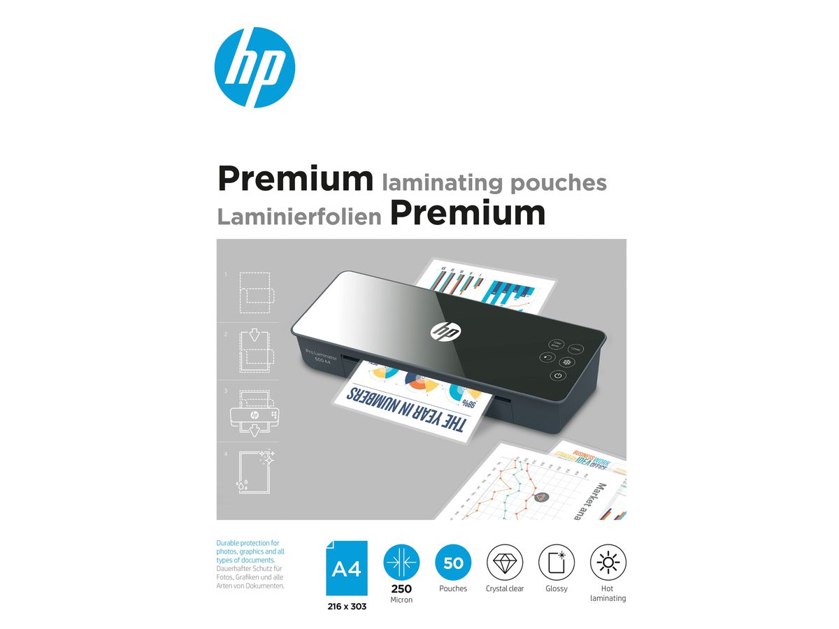 HP Laminiertaschen 9125 Premium, A4, 250 Mic (4030152091256)