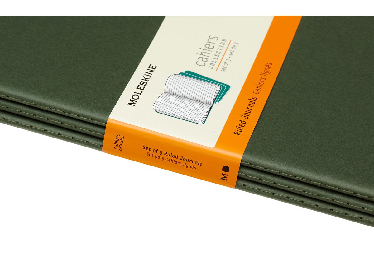 MOLESKINE Cahier XL, 3x, Liniert 855334 Myrtengrün 3 Stück (8055002855334)