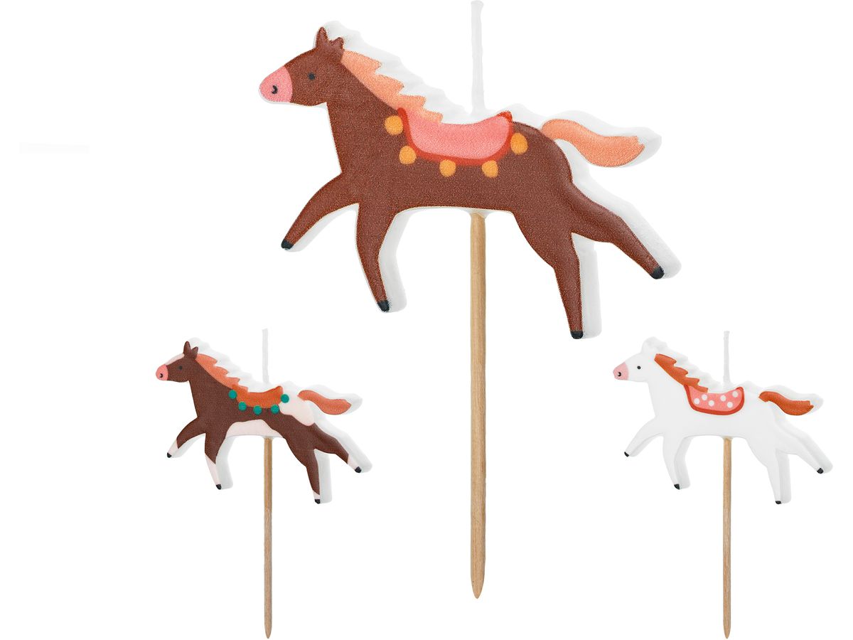 PARTYDECO Candeline di compleanno SCS-24 Cavalli 3 pezzi (5904555039216)