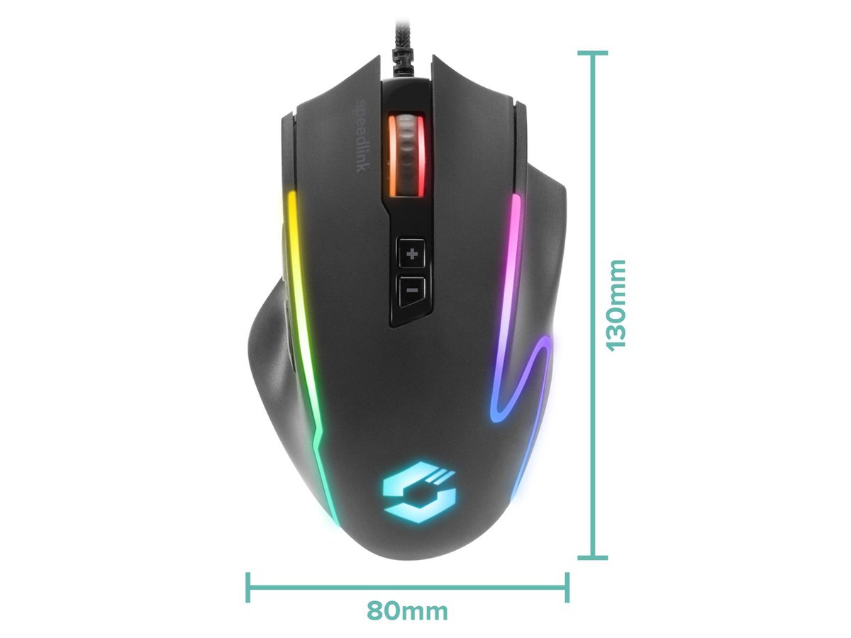 SPEEDLINK DECUS NX Gaming Mouse RGB SL-680024-RRBK Wired, Rubber-Black (4027301335972)