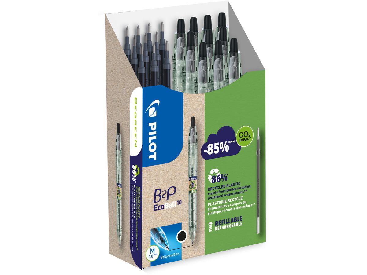 PILOT Begreen B2P Ecoball Greenpack 140.035.98 10+10 Refills nero (3131910586562)