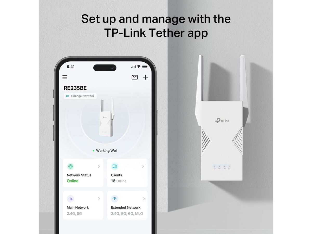 TP-LINK WiFi 7 Range Extender RE235BE BE3600 (1210002601443)