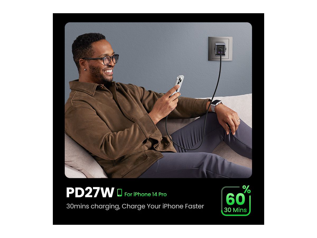 UGREEN USB Wallcharger Nexode Pro 25871 65W USB-A+C,PD,GaN w.Cable (6941876228713)