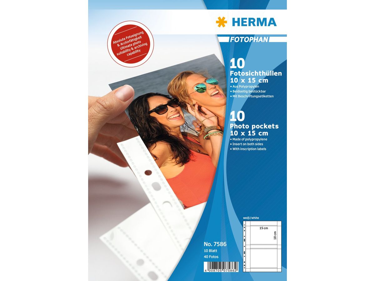 HERMA Cartelline Fotophan 10x15cm 7586 4 pezzi/10 fogli (4008705075862)
