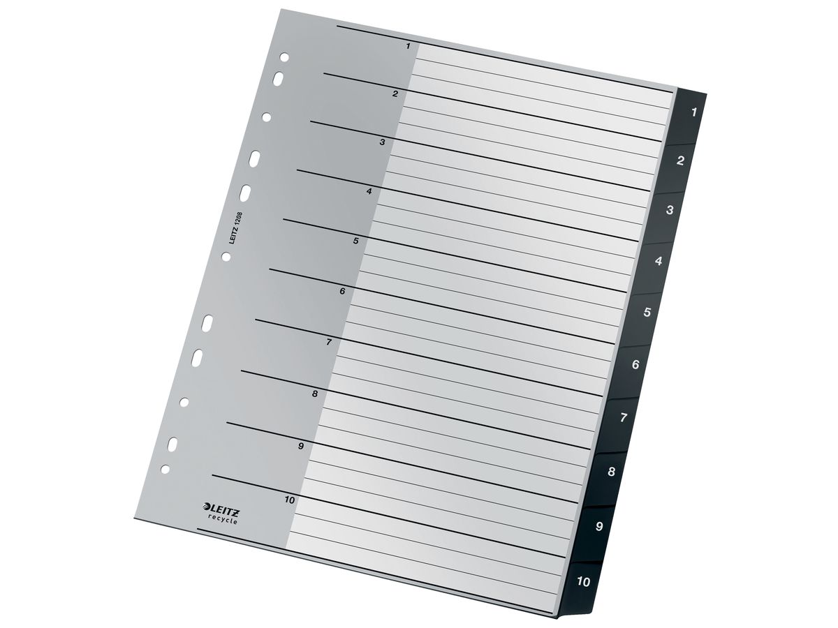 LEITZ Répertoire PP Recycle A4+ 1208-00-00 noir 1-10 (4002432127092)
