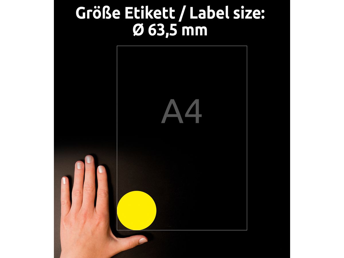 AVERY ZWECKFORM Etiquettes 63,5mm L7670Y-25 jaune 300 pcs. (4004182608418)