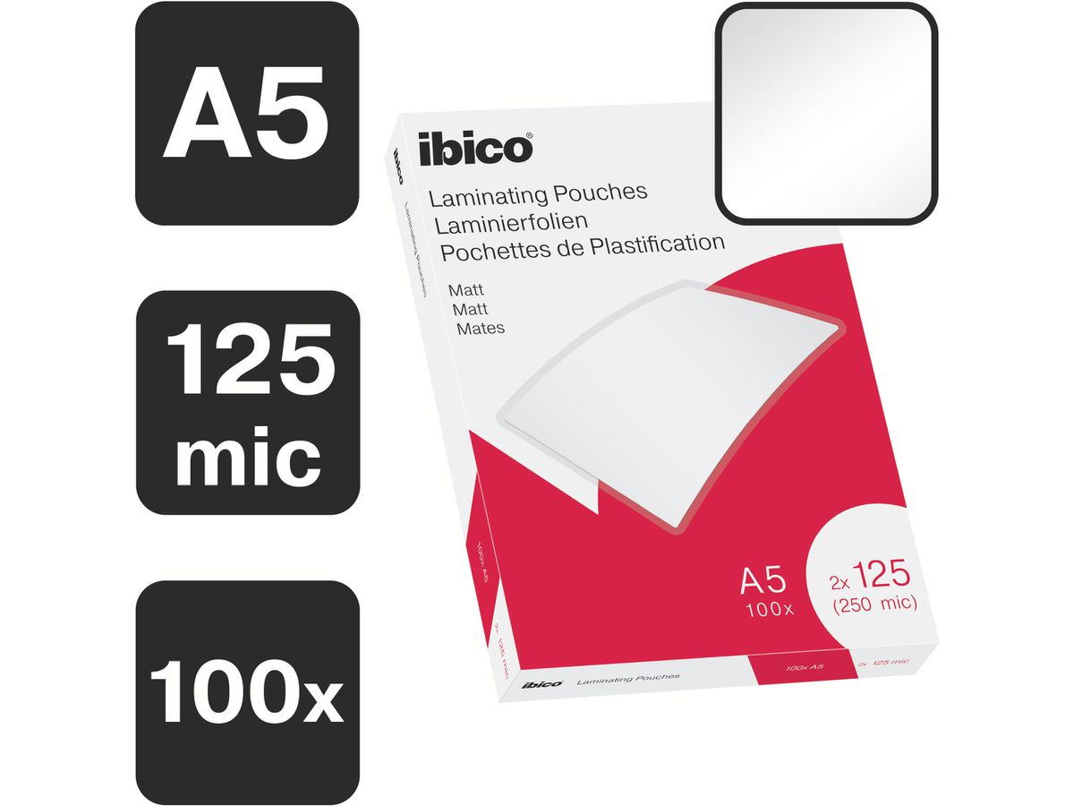 IBICO Laminiertasche A5 627322 matt, 125my 100 Stk (4049793065977)