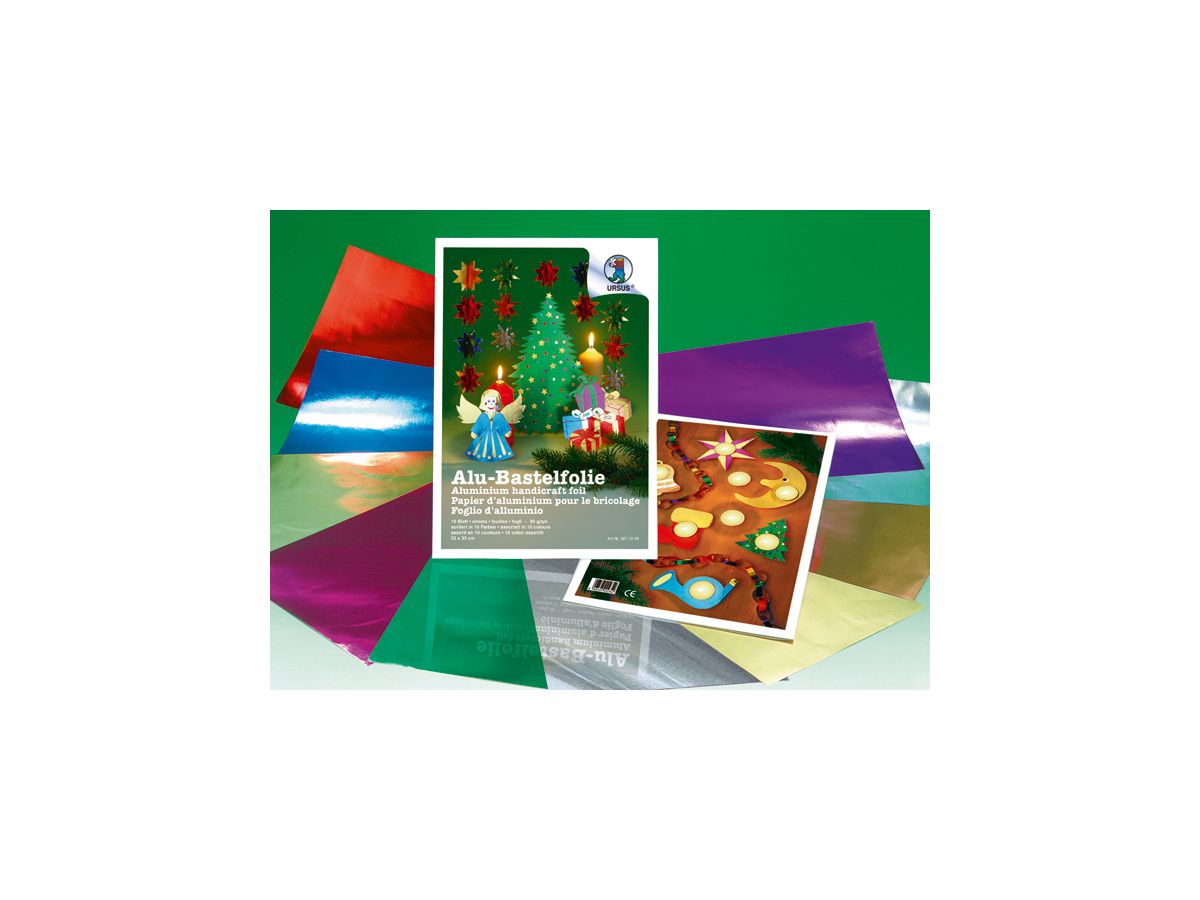 URSUS Film bricolage Alu 23x33cm 8070099 90g, coloré ass. 10 feuilles (4008525002352)
