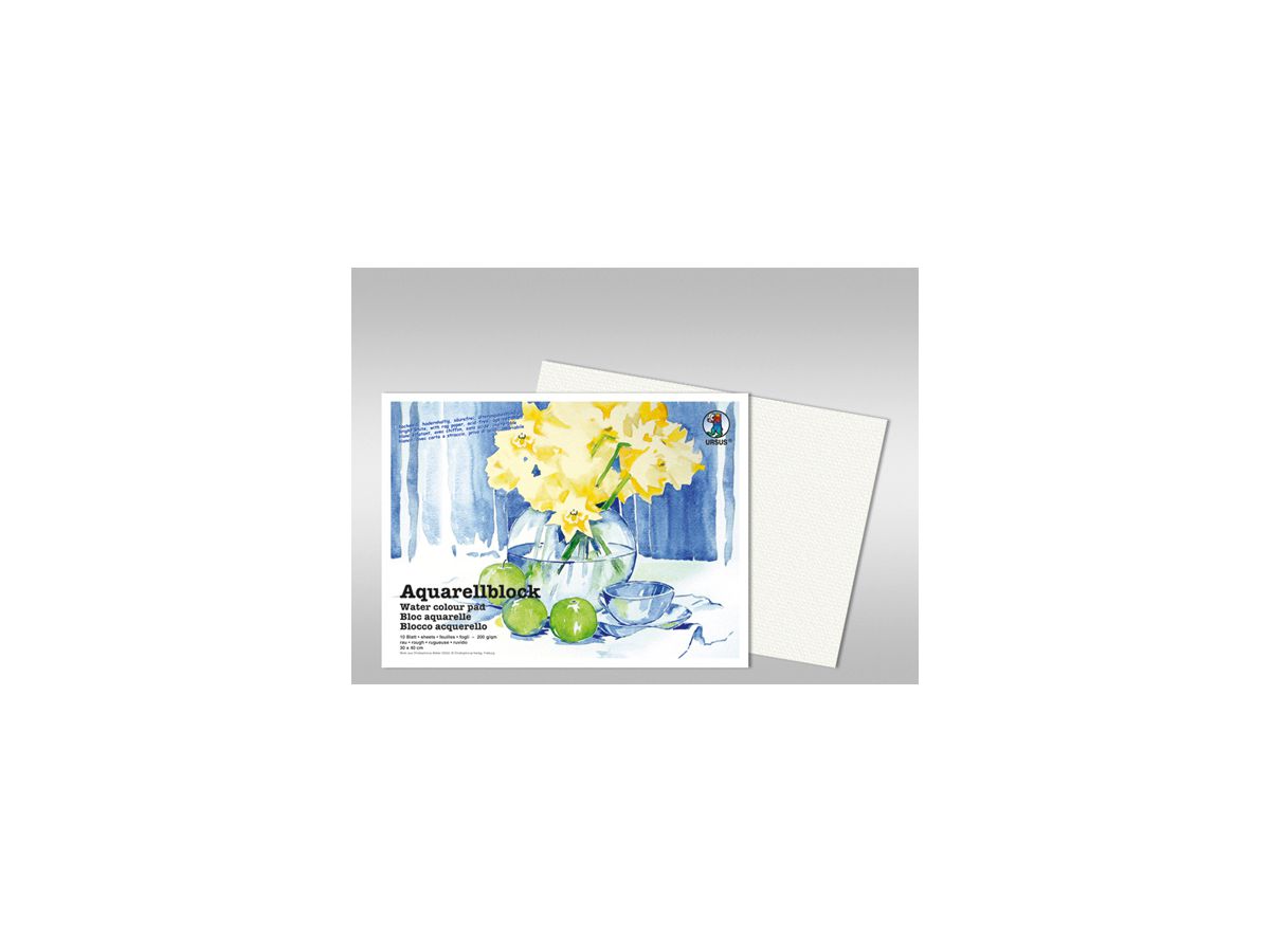 URSUS Carta per acquarello 18x24cm 9310000 200g, bianco 10 fogli (4008525003427)