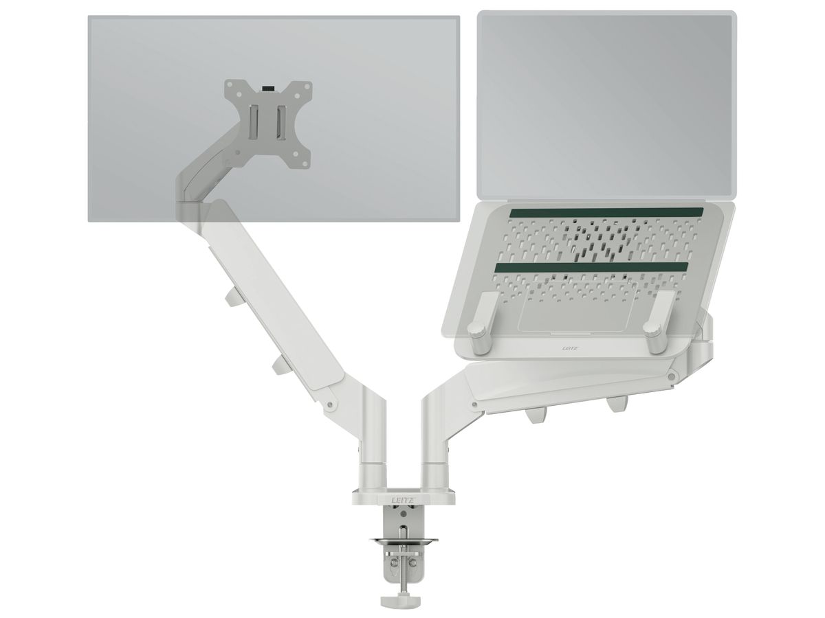 LEITZ Braccio porta monitor Ergo 6538-00-85 Grigio, incl. supporto laptop (4002432134694)