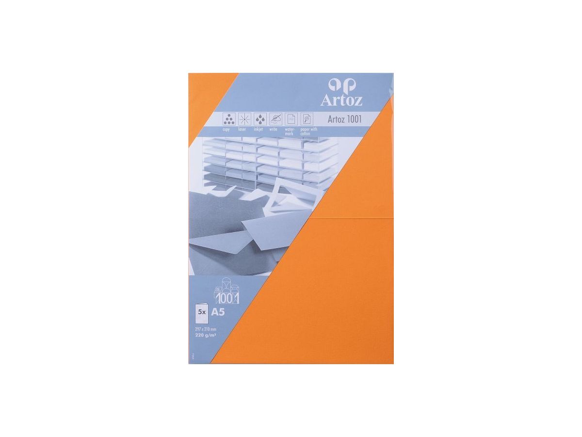 ARTOZ Cartoline 1001 A5 107392265 220g, arancione 5 fogli (7612450982053)