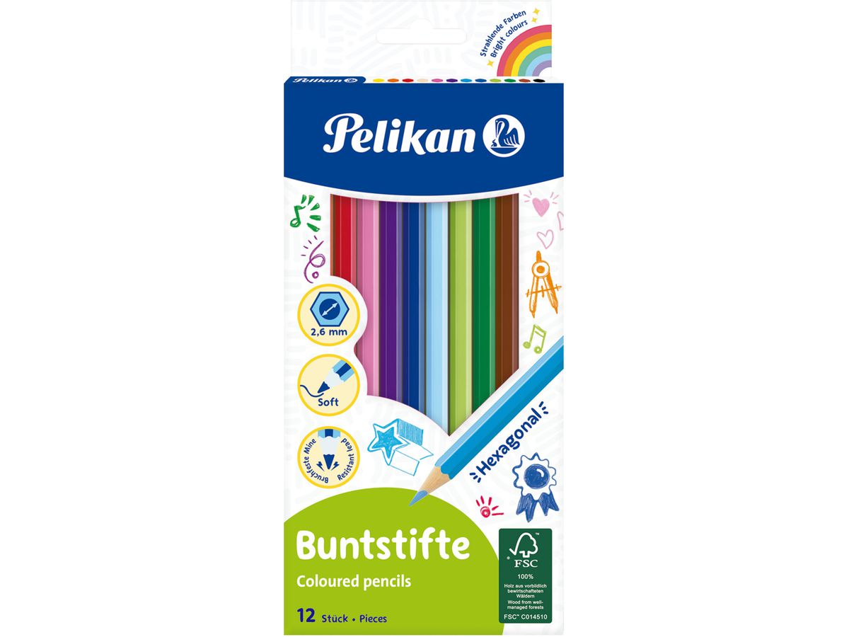 PELIKAN Buntstifte sechseckig 724005 12 Farben (4012700724007)