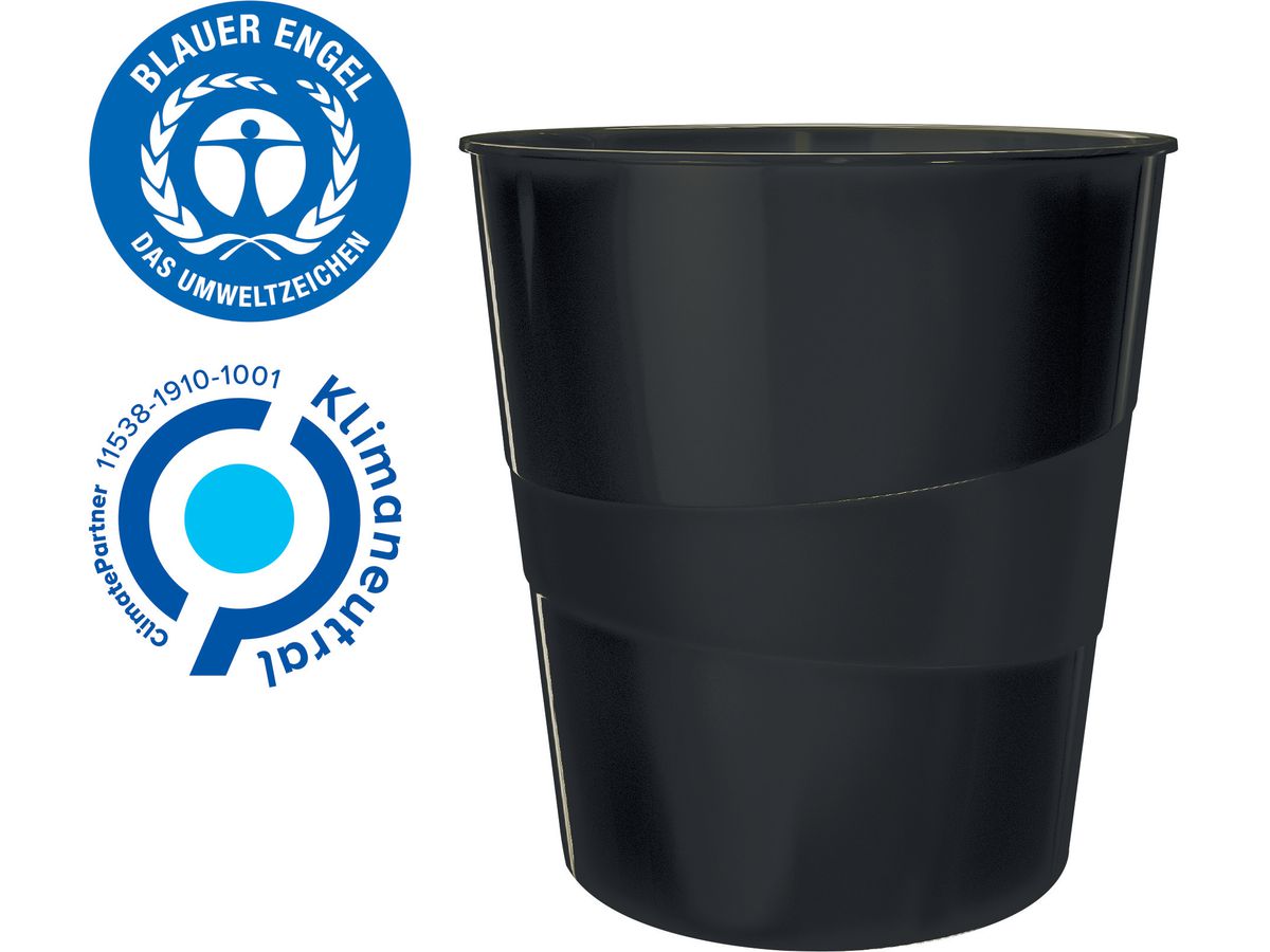 LEITZ Papierkorb Recycle 15Lt 5328-00-95 schwarz, Kunststoff (4002432127474)