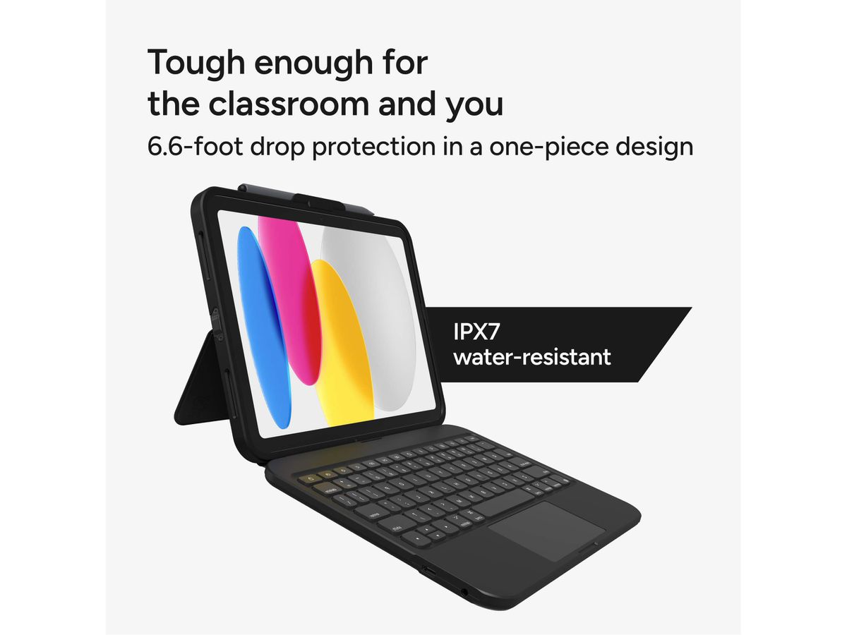ZAGG Keyboard Tough Keys iPad 103117081 10.9 (Gen10),11(A16),Bl.,CH (0840390340122)