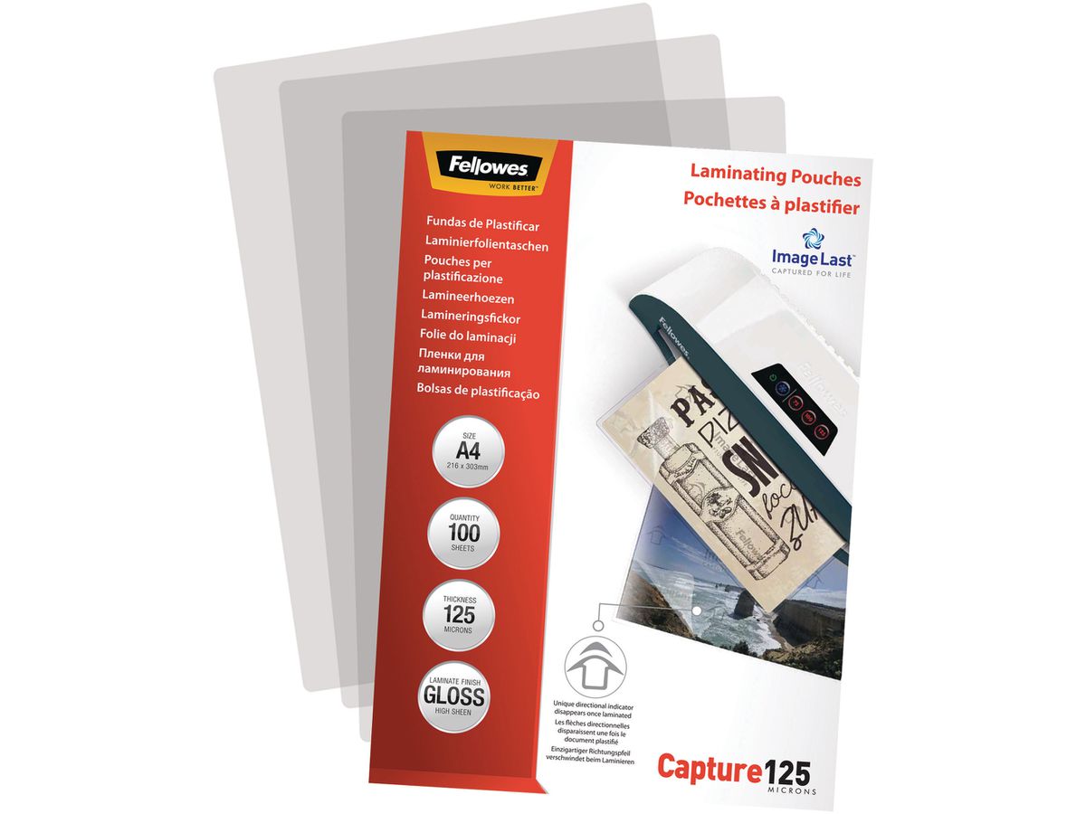 FELLOWES Laminiertasche 216x303mm 5307407 glanz, 125my 100 Stk (0077511530746)