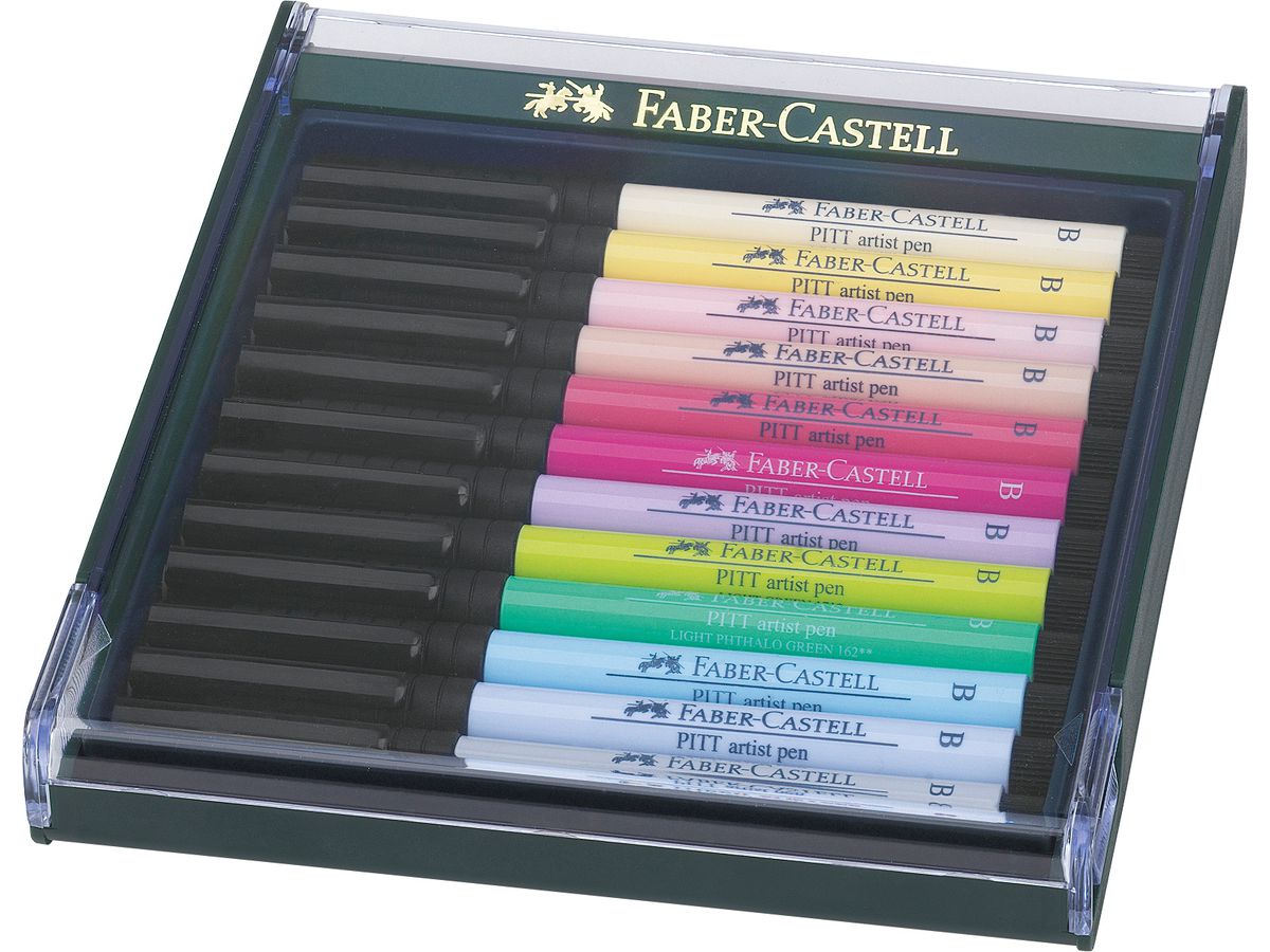 FABER-CASTELL Pitt Artist Pen Set 267420 pastelltöne, 12 Stück (4005402674206)