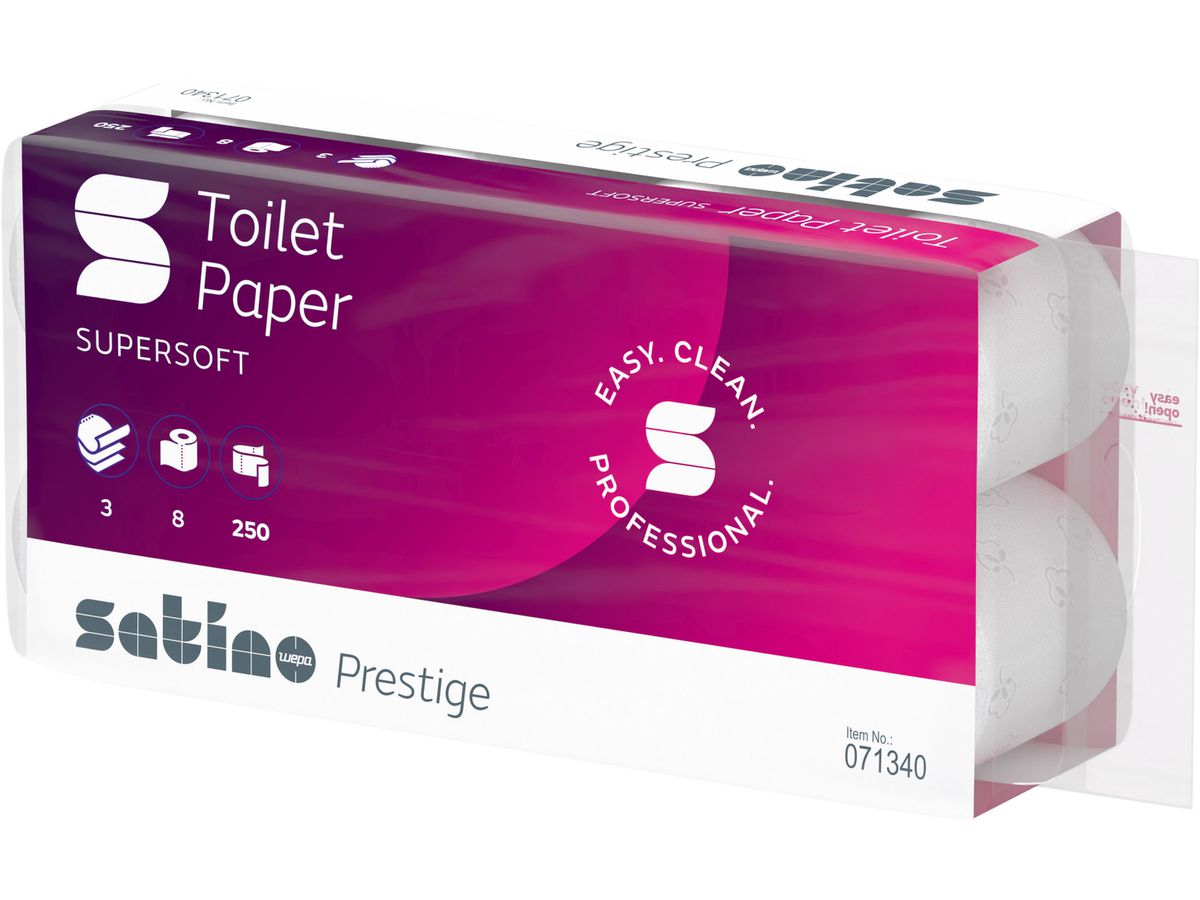 SATINO Toilettenpapier Prestige 572051 3-lagig, 8 Rollen à 250 Blatt (4000735323166)