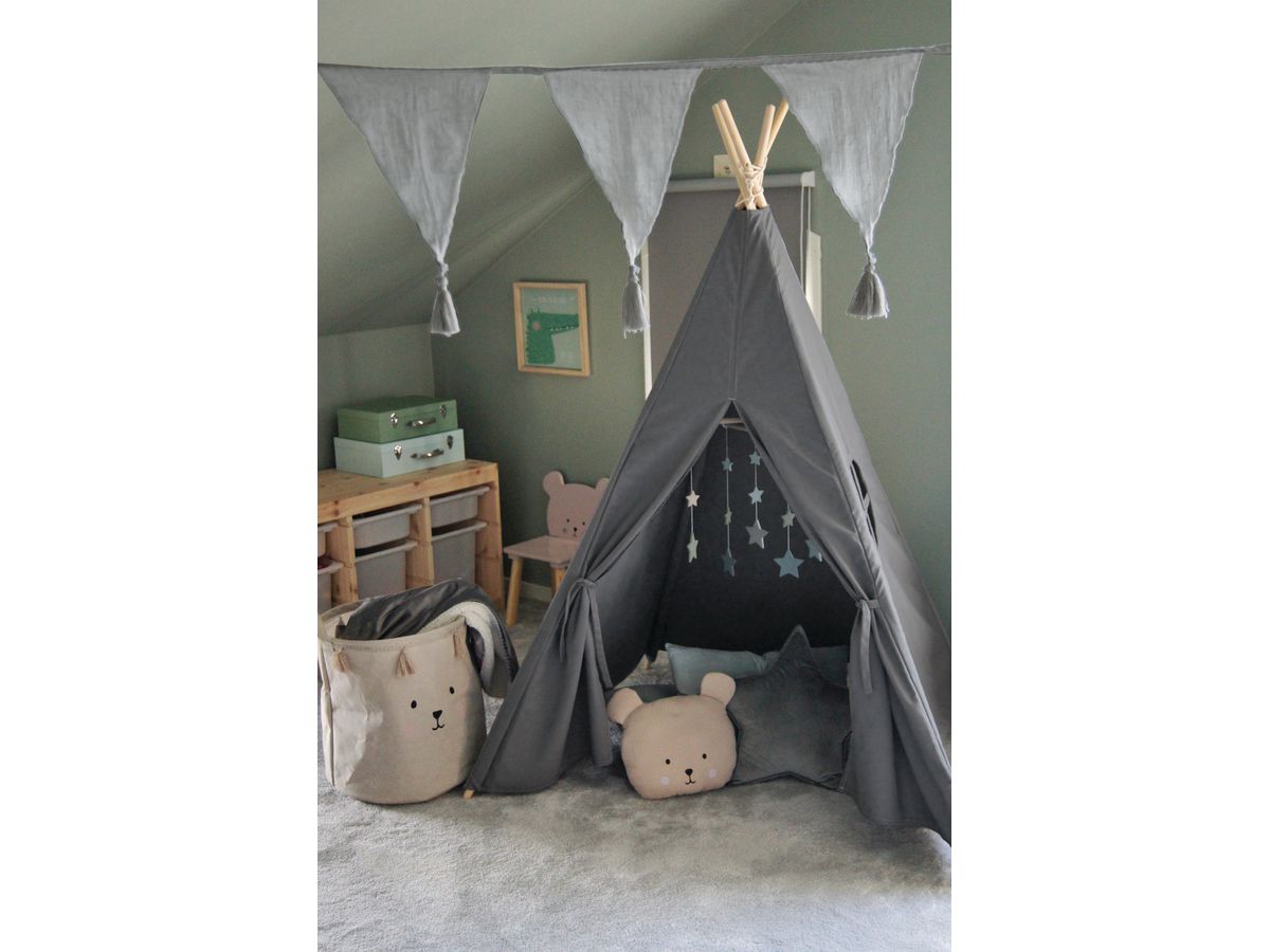 JABADABADO Tipi tenda grigio K024 110x100x155 cm (7350018360249)