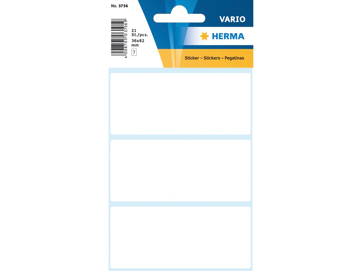 HERMA Etichette 36×82mm 3756 bianco 21 pezzi (4008705037563)