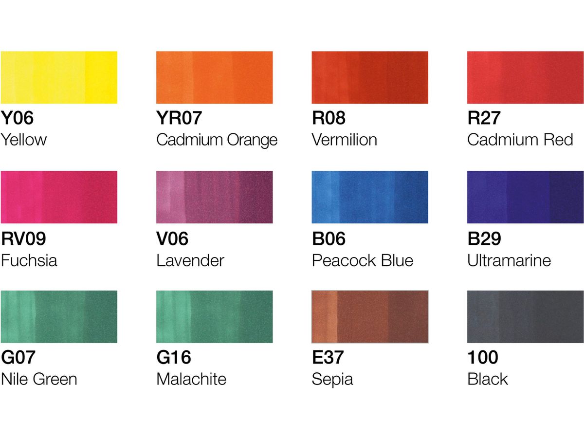 COPIC Marker Classic 20075702 glowing colours, 12 pz. (4013695257105)