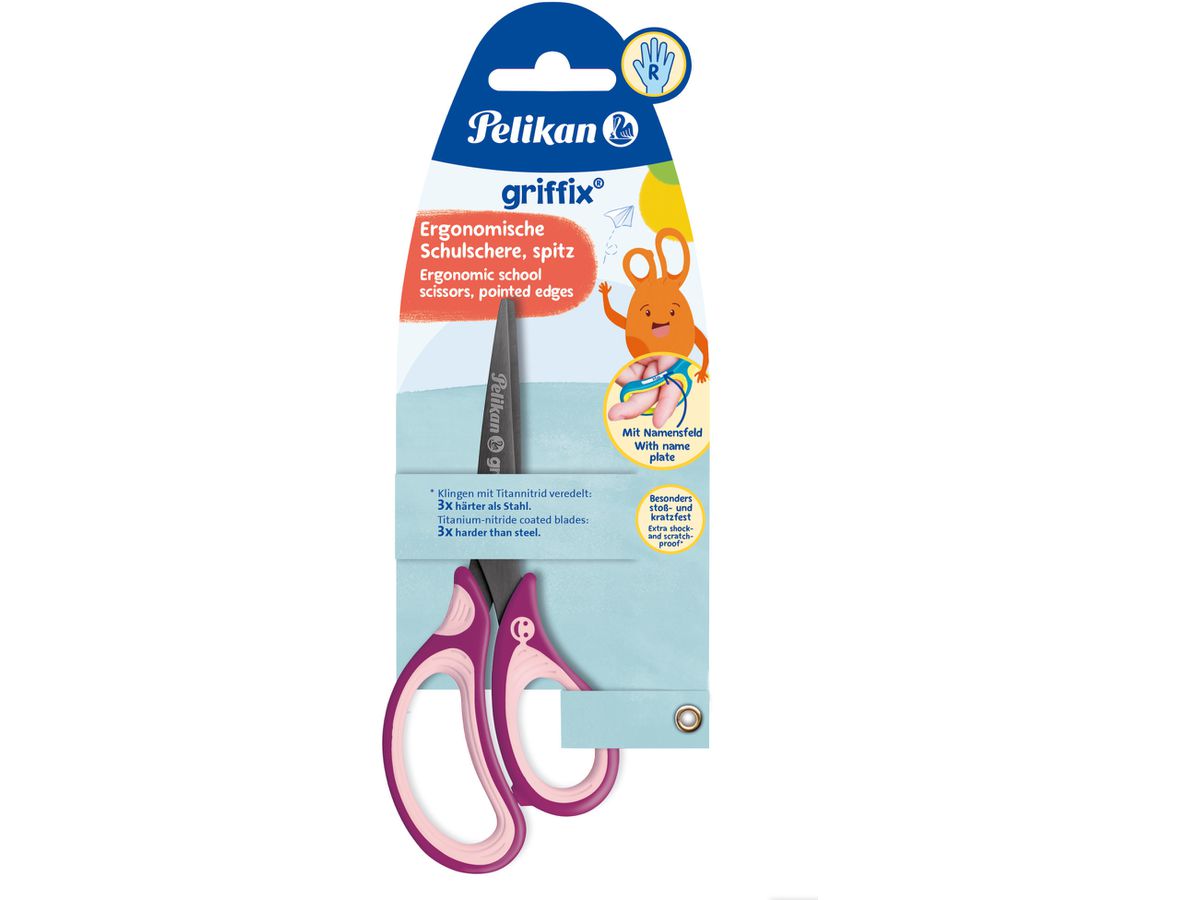 PELIKAN Ciseaux Griffix 819107 sweet berry, droitiers (4012700819109)