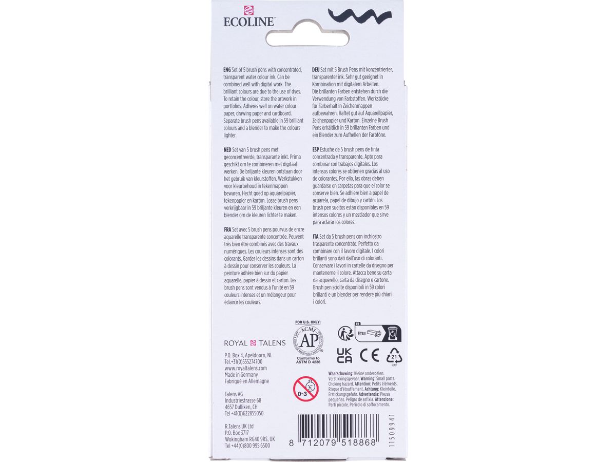 TALENS Ecoline Brush Pen Set 11509941 beige-rosa 5 Stück (8712079518868)