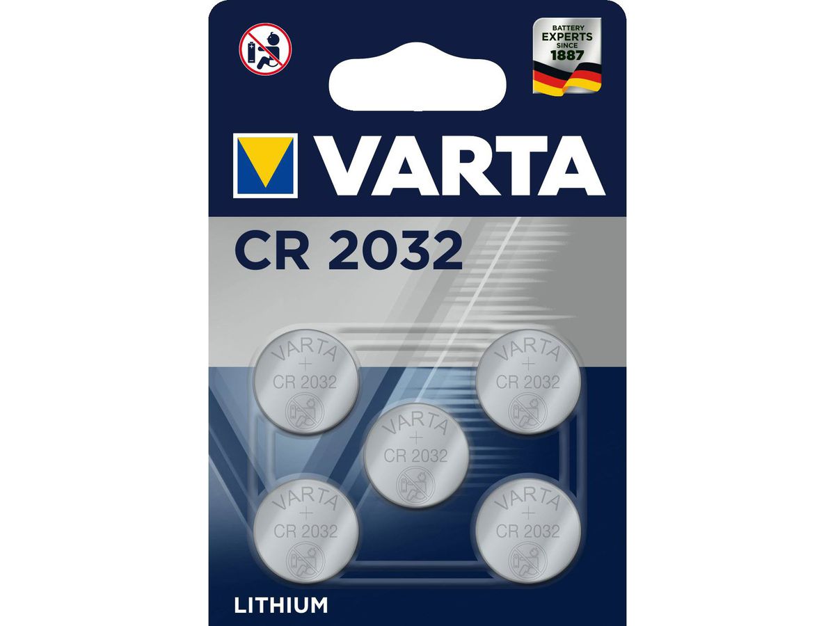 VARTA Knopfzelle CR2032, 5 Stück 6032101415 (4008496850853)