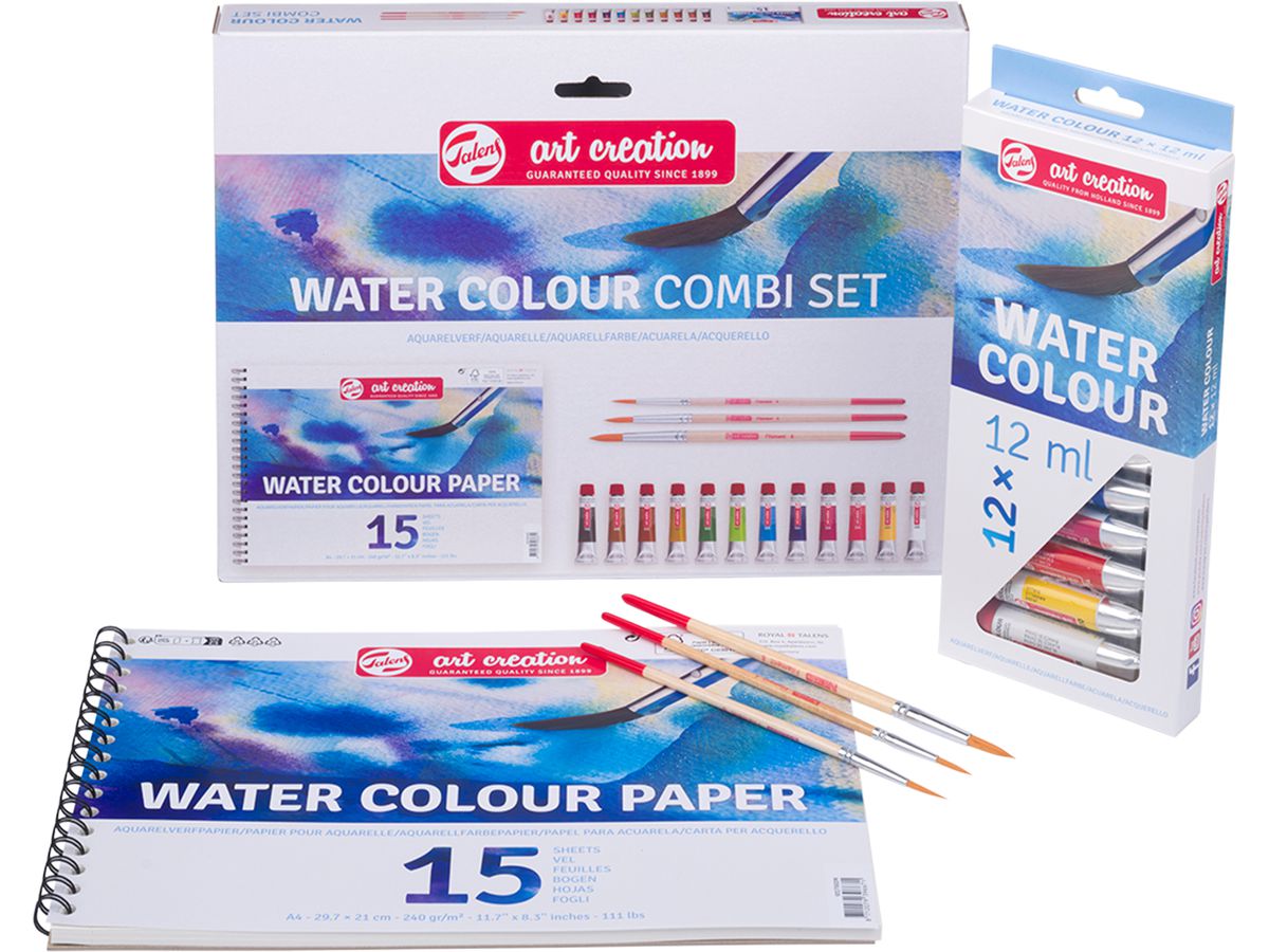 TALENS Aquarelle Combi Set 12x12ml 9022094M Peinture, pinceau, papier (8712079535704)