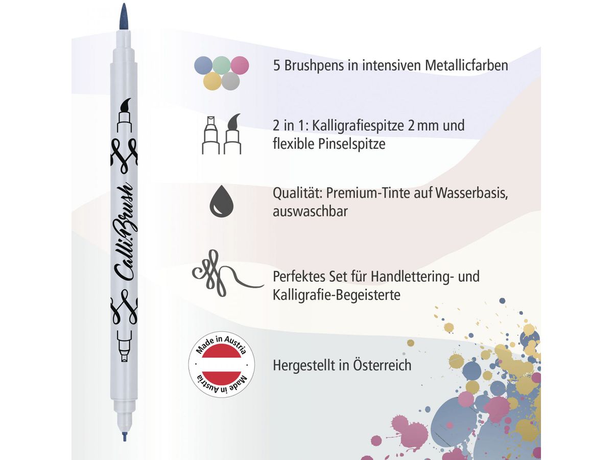 ONLINE Callibrush Pen Double Tip 19089 metallic ass. 2.5mm (4014421190895)