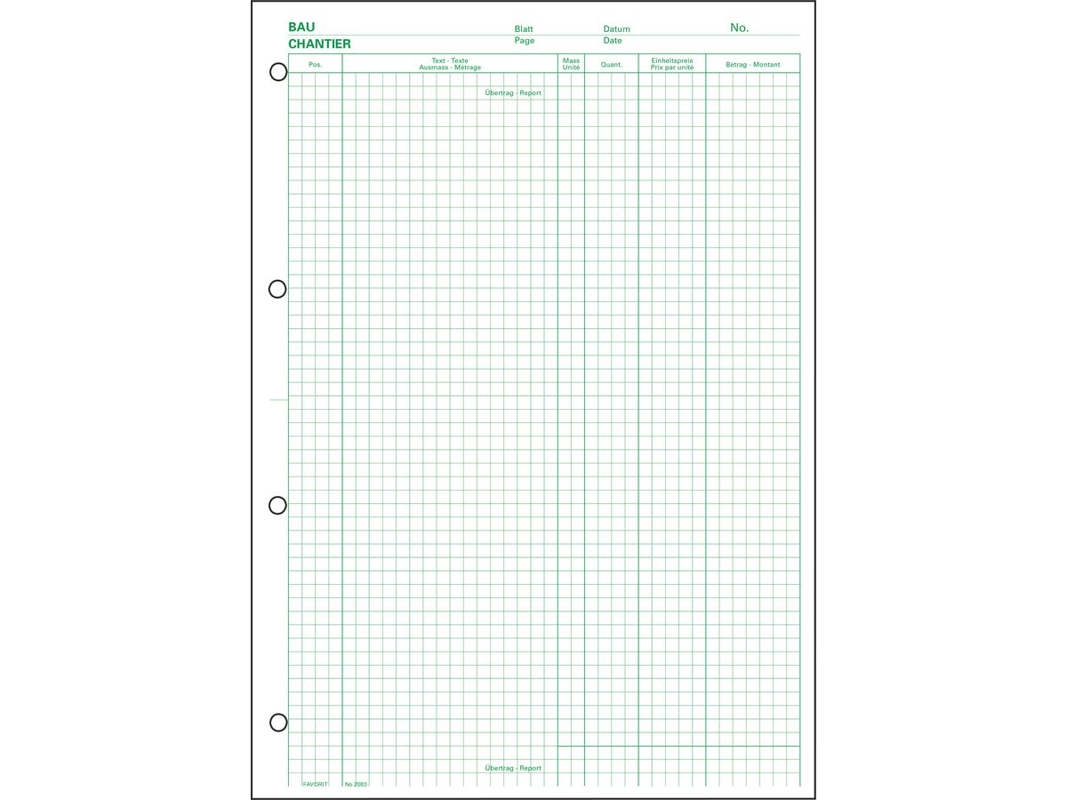 FAVORIT Devis Ausmassblock A4 2083 grün 100 Blatt (7612149005247)