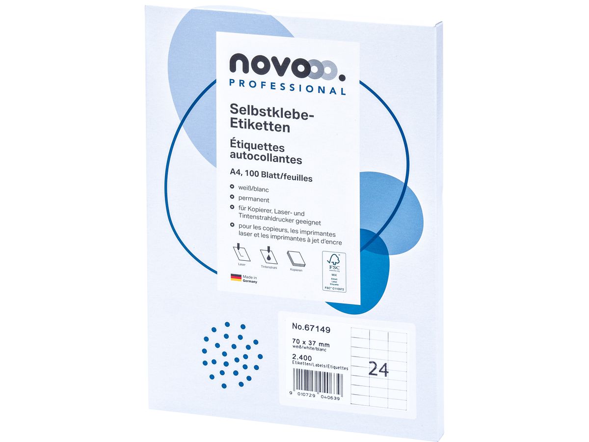 NOVOOO Etiketten 70x37mm 67149 weiss 2400 Stück (9010729040639)