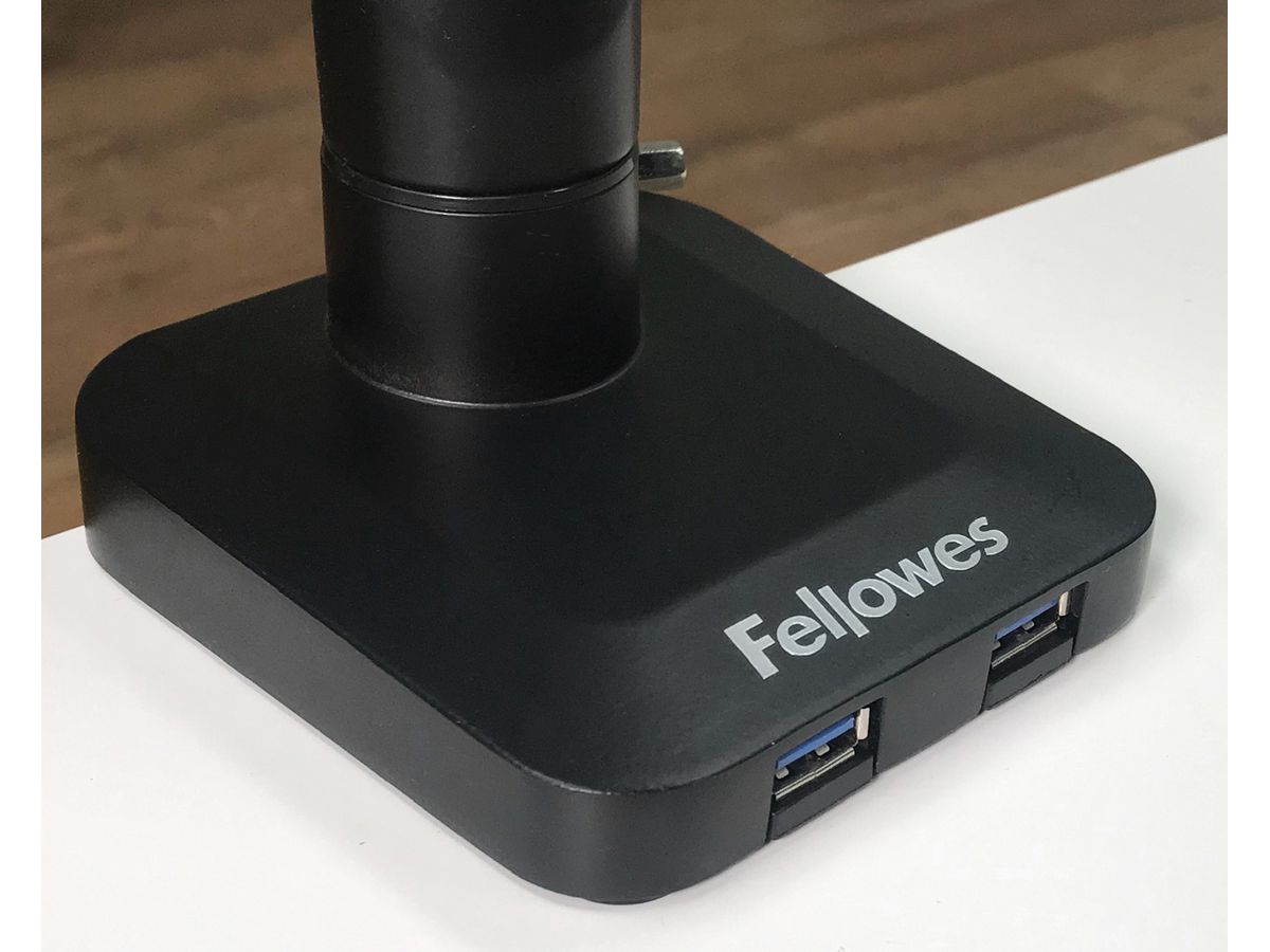 FELLOWES Support de moniteur Platinum 8042501 dual, noir, 2xUSB (0043859716968)