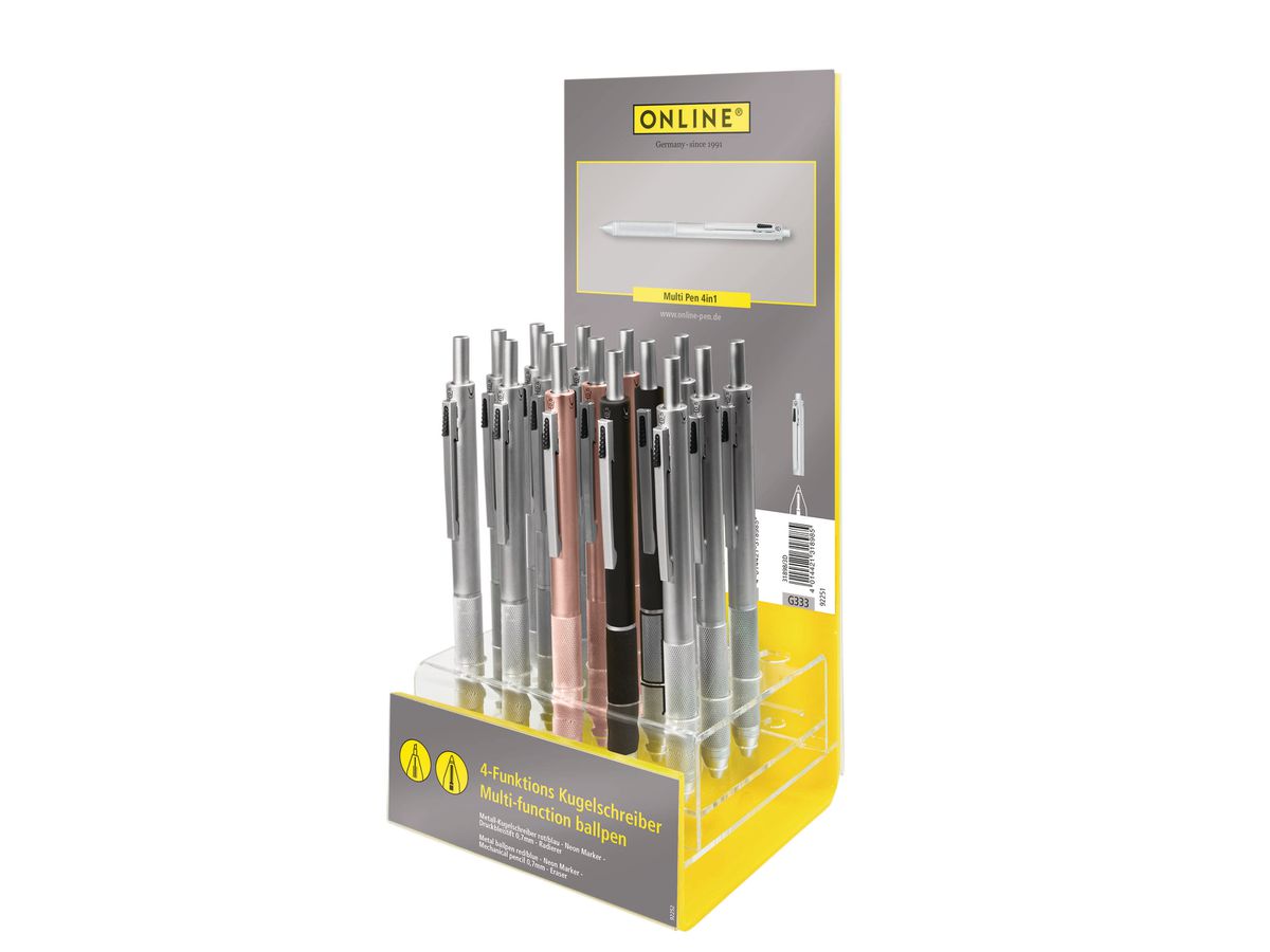 ONLINE Multipen 4in1 Display 32046/15 noir, argent, or (4014421320469)