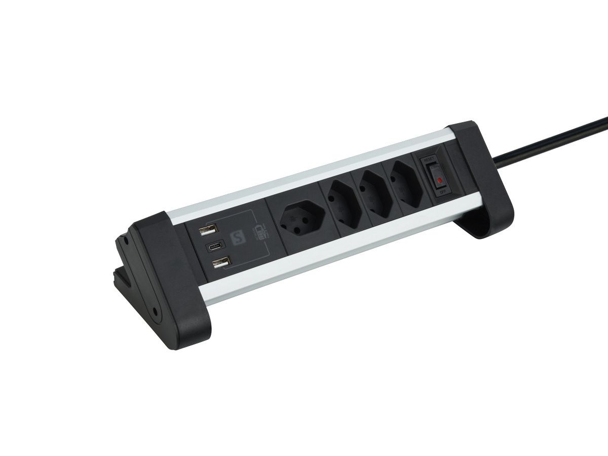 SCHOENENBERGER ALU Tisch-Steckdosenleiste 3m 85.860.4AL USB-C silber/schwarz (7611453008814)