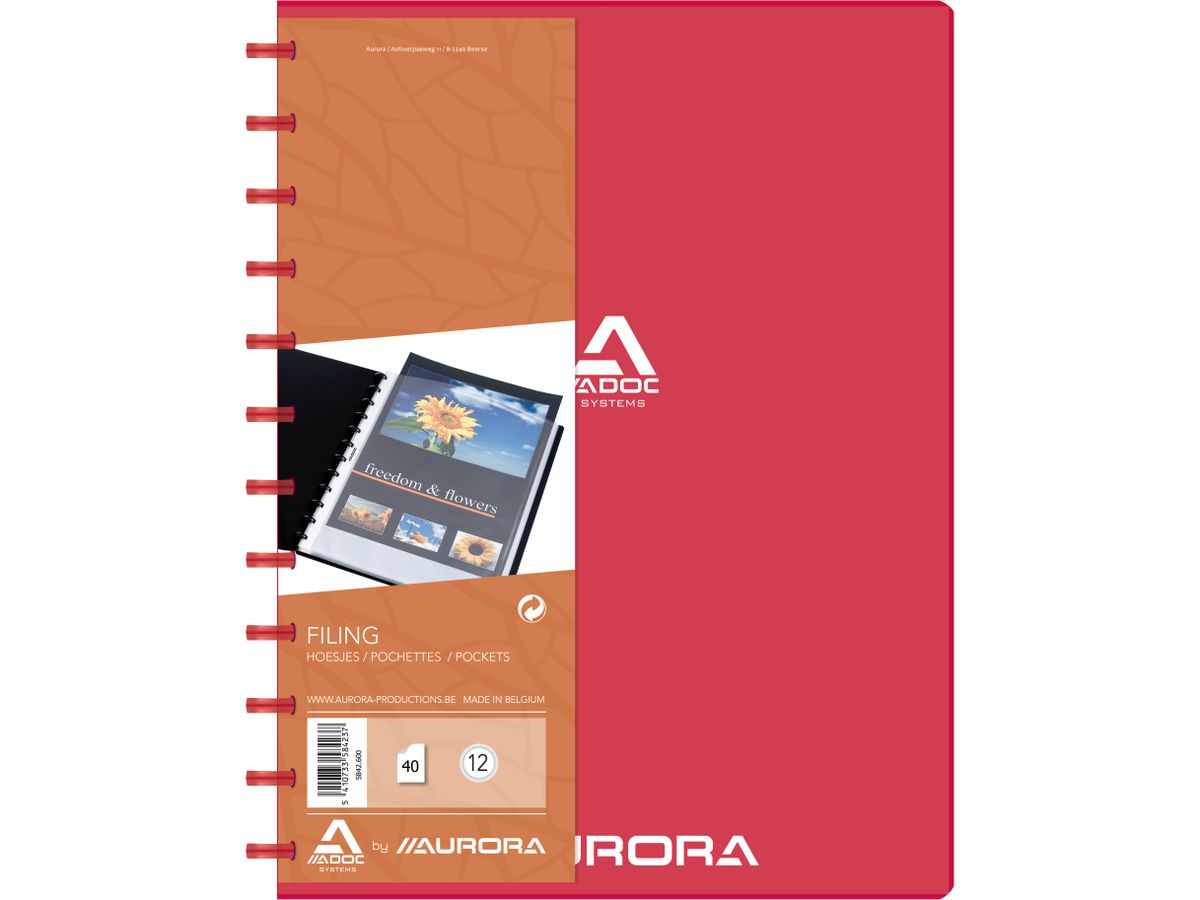 ADOC Sichtbuch Standard A4 5842.600 rot 40 Taschen (5410733584237)