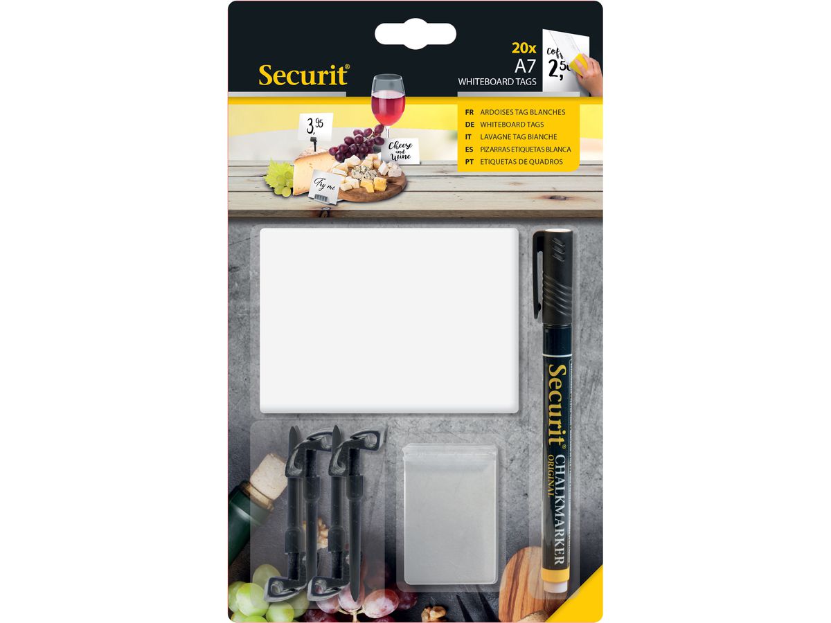 SECURIT Tisch-Kreidetafel TAG TAG-A7-BL weiss 10.5x7.4x0.1cm (8719075283615)