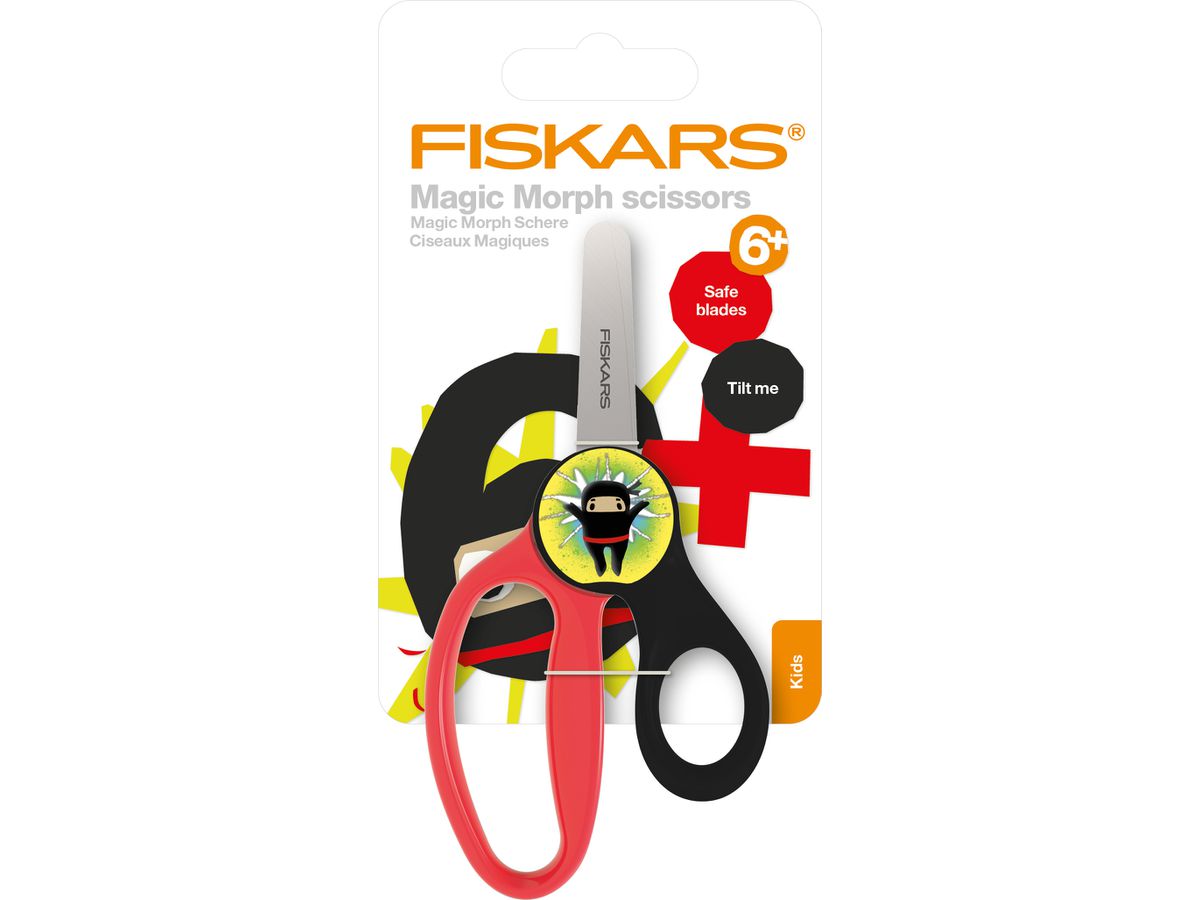 FISKARS Forbice bambini Ninja 13cm 1064075 rosso/nero, destri (6424002014805)