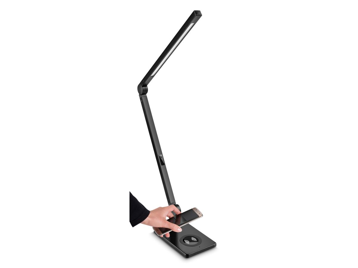 CEP Lampada d.tavolo AGILE CLED-0370sch nero, regolabile, Qi 7.2W (3462159014579)