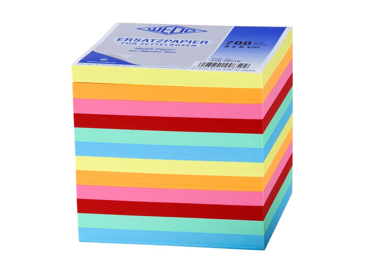 WEDO Ersatzzettel 9x9cm 27026510 lose 700Bl. farbig assortiert (4003801008509)