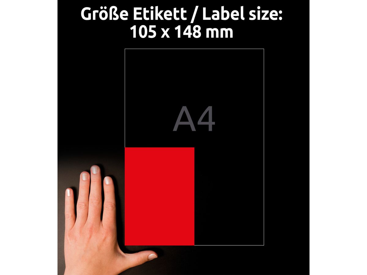 AVERY ZWECKFORM Etiketten 105x148mm 3456 rot 400 Stück (4004182034569)